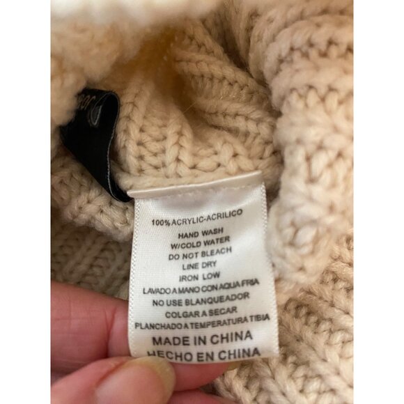 Windsor Asymmetrical Cable Knit Turtleneck Sweater Cream Small - Picture 4 of 7